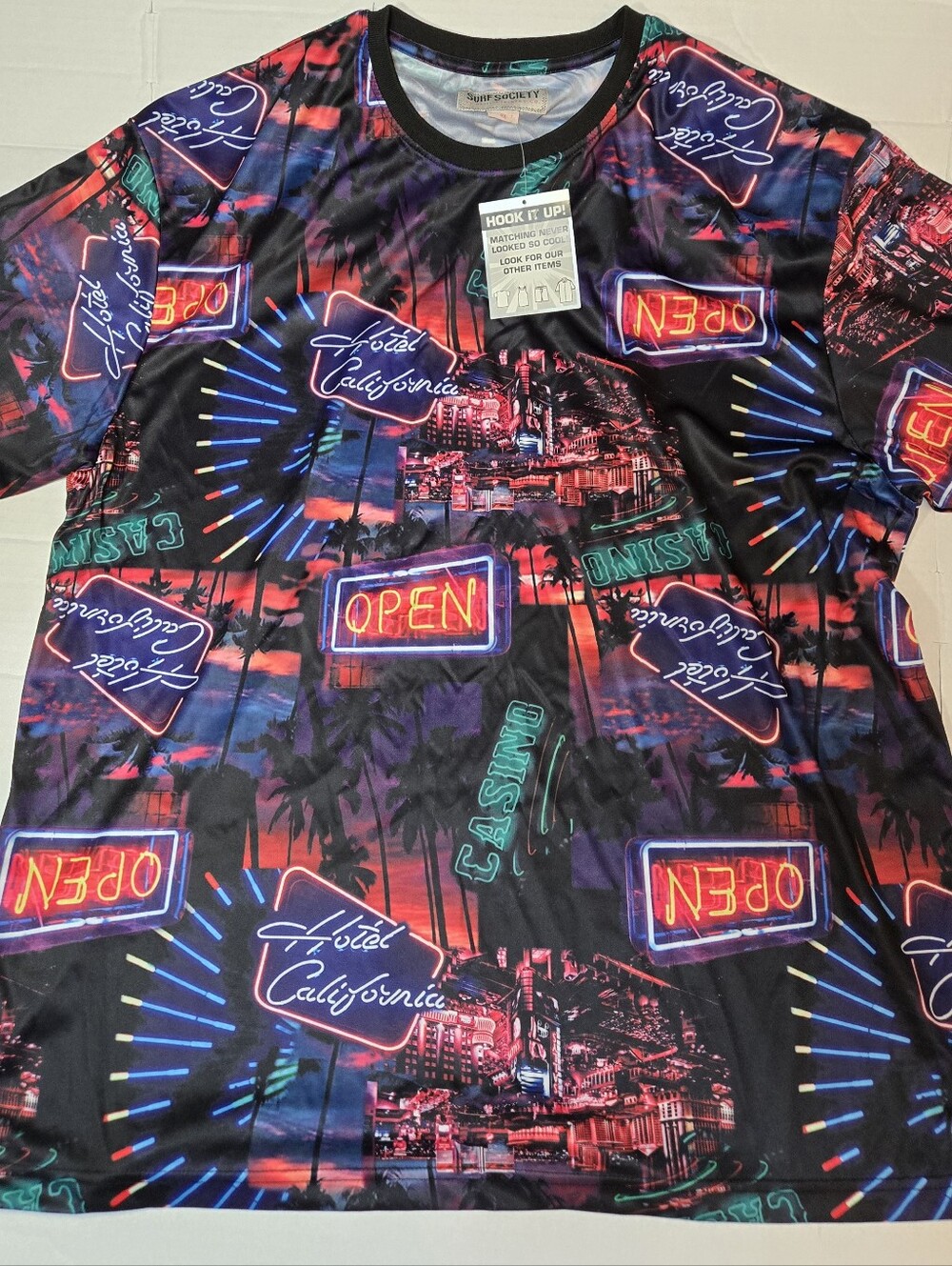 Men's Surf Society Neon City Graphic Short Sleeve Tee - Black/Multi